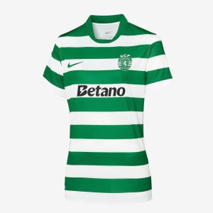 Camisola Sporting FEMININA principal 2025/26 verde e branca – LANÇAMENTO